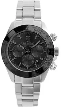 НОВАЯ модель Hyakuichi Chronograph Watch Watch 20 ATM Water Resistant Date Quartz Ceramic Bezel Silver Bracelet x Full Black Face SBB [HYAKUICHI 101]