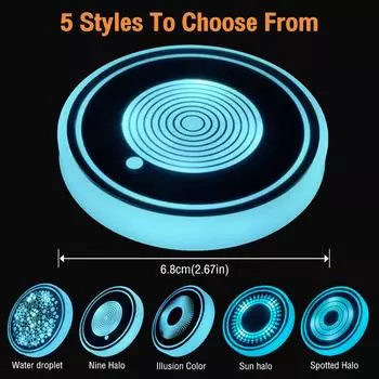 НОВАЯ подставка под стакан в машину со светодиодными лампами, перезаряжаемая подставка под стакан с 7 цветами, подсвечивающаяся подставка, автомобильные аксессуары для подростков