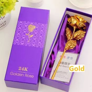 НОВАЯ позолоченная роза, украшение для дома, искусственный цветок, рождественские подарки, День Святого Валентина красный