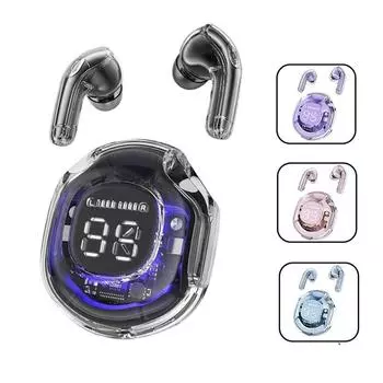 НОВАЯ T8 TWS Беспроводная гарнитура Bluetooth 5.3 Прозрачные наушники ENC Спортивные игровые гарнитуры Наушники с шумоподавлением Басовое сенсорное управление для телефонов чёрный