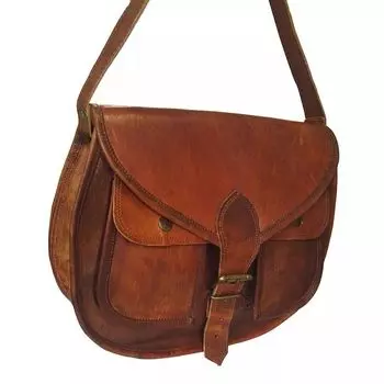 НОВАЯ женская новая сумка-мессенджер из натуральной козьей кожи ручной работы в винтажном стиле 13 x 10 x 4 in коричневый