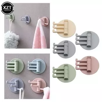 Novel Kitchen Storage Holders Racks Strong Adhesive Wash Cloth Hooks Space Saving Rotatable Home Bathroom Storage Towel Rack New синий