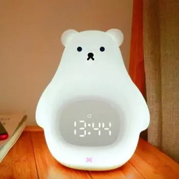 Новинка, очень большой белый медведь, будильник, свет для друзей, зарядка, ночник для спальни, подарок на день рождения, мультяшный ночник