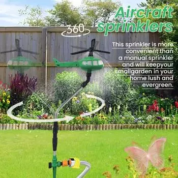 Novelty Garden Water Sprinkler 360-degree Rotating Helicopter Water Sprinkler for Garden Lawn Yard Landscape Spinning Sprinkler
