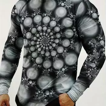 Новинка, оптическая иллюзия, 3D цифровая печать, мужская футболка с длинным рукавом и круглым вырезом, весна-осень, для активного отдыха S