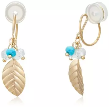 November Birthstone Blue Topaz K10 Yellow Gold Leaf Earrings [Estelle] 0281-0653-0038-0000