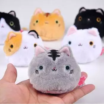 НОВИНКА, 1 шт., 6 цветов, Kawaii, 8 см, мягкие игрушки с кошками, брелок для ключей, подарок в виде кошки, плюшевая игрушка-кукла для детской вечеринки, дня рождения, плюшевые игрушки для девочки