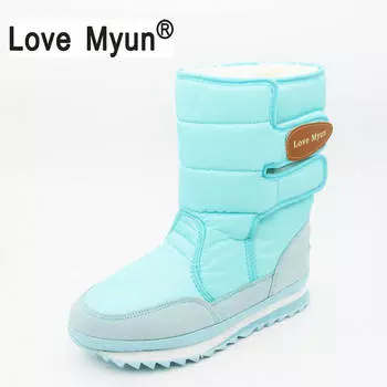 НОВИНКА 2019 ГОДА! Теплые сплошные нескользящие зимние ботинки женские водонепроницаемые женские зимние ботинки термообувь Botas Mujer Plataforma черно-белые 4 бежевый