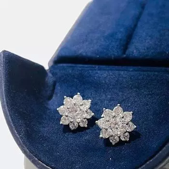 НОВИНКА 2023 Новые популярные серьги-цветы из стерлингового серебра с высоким содержанием углерода Серьги-гвоздики с бриллиантами