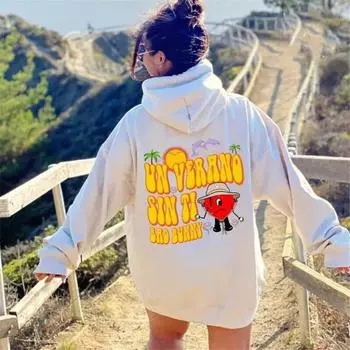 НОВИНКА Bad Bunny UN VERANO SIN TI Толстовка с принтом музыкального альбома Уличная одежда Толстовки большого размера с длинными рукавами Унисекс Спортивный костюм унисекс Унисекс L