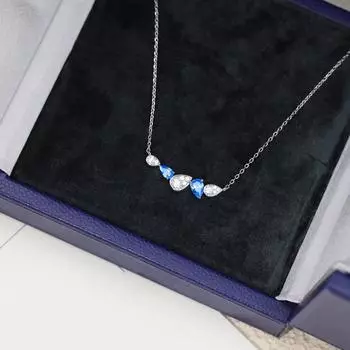 НОВИНКА IN2023 Новое популярное ожерелье из стерлингового высокоуглеродистого алмаза с голубой каплей воды, гальваника, высокое качество 45cm