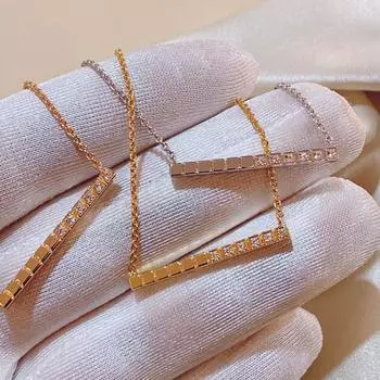 НОВИНКА IN2023 Новое популярное ожерелье из стерлингового хрусталя с ангелом, двухцветное ожерелье с милым банкетным матчем золотой