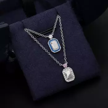 НОВИНКА IN2023 Новое популярное универсальное банкетное модное ожерелье из смолы высокого качества с розовым сапфиром и бриллиантом в виде флакона для духов 45cm синий