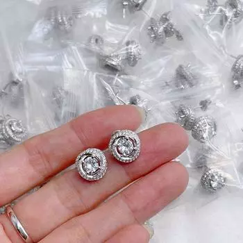 НОВИНКА IN2023 Серьги-клевер Babysbreath Три кольца Серьги из стерлингового серебра с инкрустацией Красивые и щедрые серьги-гвоздики для вечеринок розовый кружевной