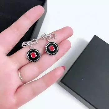 НОВИНКА IN2023, трендовые серьги с узлом-бабочкой, черные капли масла, круглый кулон, импортный циркон с кисточкой, модные ювелирные изделия, шпильки для ушей