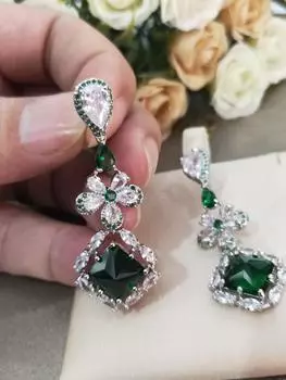 НОВИНКА INBrand женские сексуальные трехмерные благородные ослепительные кристаллы и бриллианты, капли воды, изумруды в сочетании с серьгами-гвоздиками