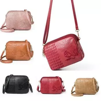 НОВИНКА, Женская, Цветочная вышивка, Сумка, Леди, Наплечное, Сумки-мессенджеры, Маленькая, На нескольких молниях 18.5cm*5cm*14.5cm чёрный