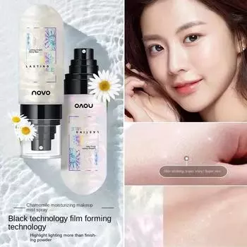 NOVO Glow Makeup Fixup Spray Shimmer Face Body Hydrating Long Lasting Oil Control Facial Nurse Mist Maintenance, 01, 1 шт.