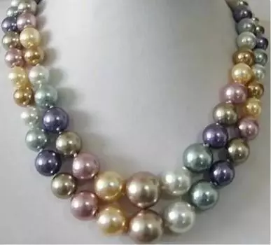 НОВОЕ 2-рядное ожерелье с разноцветным жемчугом Южного моря диаметром 10–14 мм