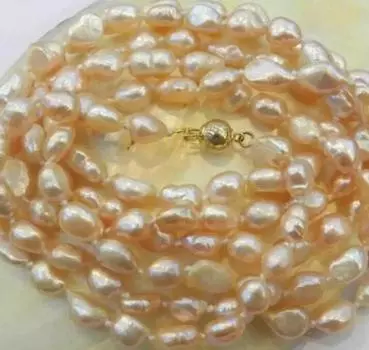 НОВОЕ ДЛИННОЕ ОЖЕРЕЛЬЕ ИЗ КУЛЬТИВИРОВАННОГО ЖЕМЧУГА розового цвета длиной 100 ДЮЙМОВ, 7-9 ММ