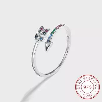 НОВОЕ креативное радужное кольцо для пары для женщин, нерегулярные листья стрелы, полное циркона, стерлинговое серебро, ювелирные изделия ко Дню святого Валентина белый