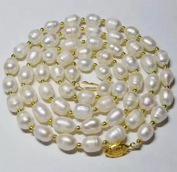 НОВОЕ ожерелье ручной работы из натурального белого риса, культивированного пресноводного жемчуга, длинное 50 дюймов, модные украшения