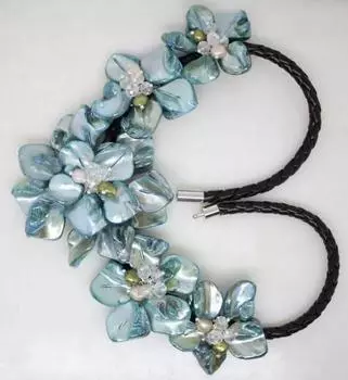 НОВОЕ синее ожерелье из перламутра ручной работы с жемчужными кристаллами и пятью цветами