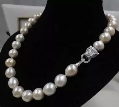 НОВОЕ жемчужное ожерелье Касуми в стиле барокко 12-13 мм с леопардовой застежкой в виде головы