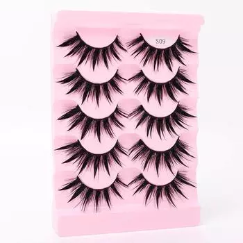 НОВЫЕ 5 пар натуральных 3D драматических волшебных пучков ресниц Manga Lashes Fake Eyelashs Wet Look Cosplay Lasties
