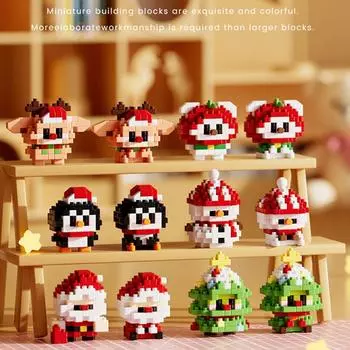 НОВЫЕ 6 стилей рождественские тематические строительные блоки Санта-Клаус Снеговик Лось Две формы Детская головоломка Сборка игрушечных кирпичиков With Box