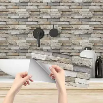 НОВЫЕ 7 шт. 3D наклейки на настенную плитку - имитация кирпичного узора, самоклеящиеся, водонепроницаемые, легко наклеиваются и отклеиваются, бесплатная резка и очистка
