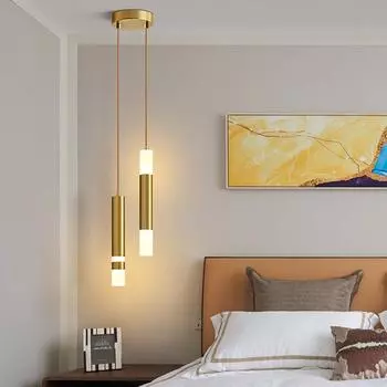 НОВЫЕ акриловые светодиодные подвесные светильники для спальни, черные, золотистые, длинные, подвесные светильники для кухни, барной стойки, магазина Warm White 3000K