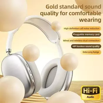 НОВЫЕ беспроводные Bluetooth-наушники P9 Pro Max Air с шумоподавлением, микрофонные накладки, спортивные игровые гарнитуры для телефонов и ПК серебряный