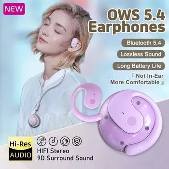 НОВЫЕ беспроводные наушники OWS Bluetooth-наушники с микрофонами HiFi стереозвук гарнитура с кнопочным управлением наушники для Xiaomi Iphone чёрный