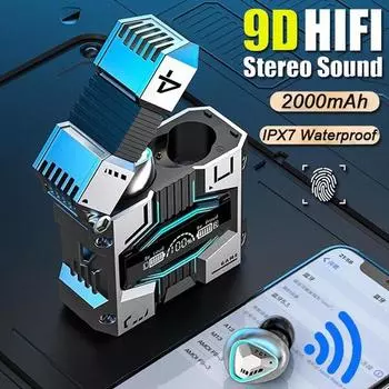 НОВЫЕ игровые гарнитуры Настоящие беспроводные стерео музыкальные наушники с низкой задержкой и шумоподавлением, сенсорное управление, спортивные наушники, наушники с зарядным чехлом емкостью 2000 мАч