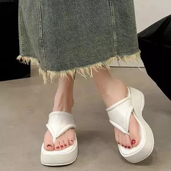 НОВЫЕ летние стильные модные и элегантные повседневные сандалии на платформе и подошве, однотонные шлепанцы с квадратным носком и открытым носком НЕТ:5505 35