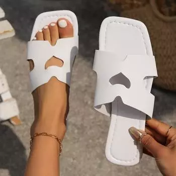 НОВЫЕ летние тапочки, женские роскошные уличные пляжные шлепанцы, женские сандалии на плоской подошве, женские трендовые дизайнерские шлепанцы, большие размеры 43 36