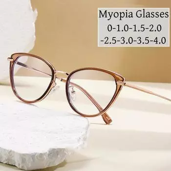 НОВЫЕ модные готовые очки для коррекции зрения вблизи, роскошная оправа «кошачий глаз», женские очки для близорукости, модные очки с диоптриями 0 чёрный