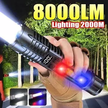 НОВЫЕ мощные светодиодные фонарики со встроенным аккумулятором 18650, аварийный прожектор, мощный рыболовный фонарь built in battery