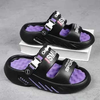 НОВЫЕ мужские массажные тапочки, уличные сандалии, пляжные удобные мягкие шлепанцы, повседневная обувь, мужские домашние уличные тапочки, большой размер 39-48 39-40 зелёный