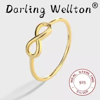 НОВЫЕ оригинальные 18-каратные золотые крестики с буквенно-цифровыми 8 парными кольцами для женщин, оригинальные ювелирные изделия из стерлингового серебра S925 на годовщину 6 золотой