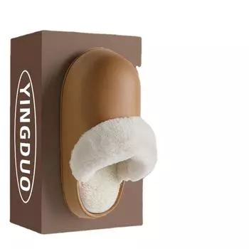 НОВЫЕ осенние и зимние домашние простые теплые туфли водонепроницаемые нескользящие зимние тапочки женские сандалии 35-36fit34-35 бежевый