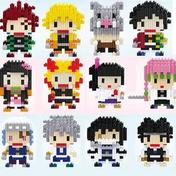 НОВЫЕ стили Demon Slayer Building Block Cartoon Anime Animation Figure Image Children Puzzle Assembly Toy Bricks Christmas Gift With Box