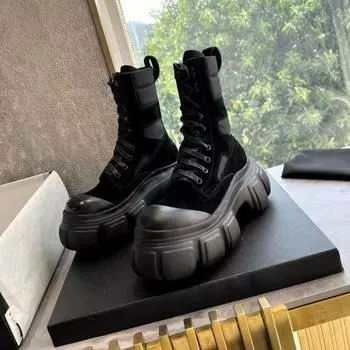 НОВЫЕ Туфли Ботинки на шнуровке с круглым носком и плоским каблуком Роскошные дизайнерские ботинки-женская мода Дамы Осень Зима 2024 Ботильоны 35 чёрный