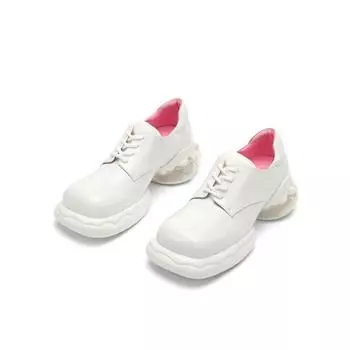 НОВЫЕ туфли Мэри Джейн на платформе, весенние туфли 2024 года, женские туфли-лодочки на шнуровке, модные женские туфли в британском стиле на толстой подошве 35 белый