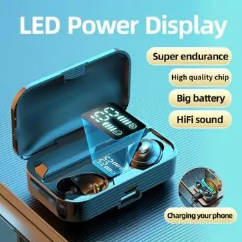 НОВЫЕ TWS Мини Bluetooth Наушники Стерео Звук Беспроводные Наушники Водонепроницаемая Спортивная Гарнитура Светодиодный Дисплей С Power Bank