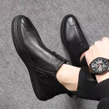 НОВЫЕ весенние и осенние мужские туфли, теплая обувь, трендовые британские туфли с мягкой подошвой, нескользящие, мужские повседневные кожаные туфли, кроссовки для мужчин 38