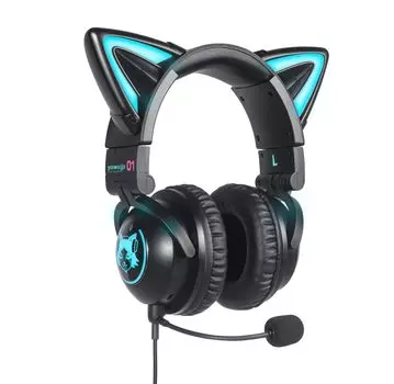 НОВЫЕ высокопроизводительные наушники Cat Ear LED Color Wireless Bluetooth 5.0 с низкой задержкой, Game Pro (12 свободно меняемых цветов) (черный)