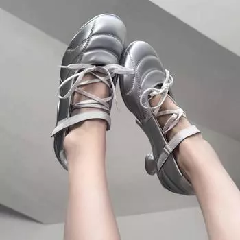 НОВЫЕ женские босоножки на высоком каблуке с кружевным бантом, лето 2024, круглый носок, серебристые туфли для вечеринок, модные женские туфли-лодочки 35