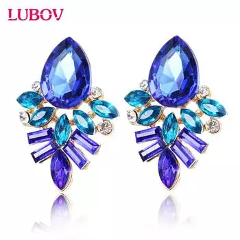 НОВЫЕ женские модные ювелирные изделия, синие/черные/розовые серьги ручной работы со стразами, милые серьги-гвоздики с кристаллами для женщин гагат